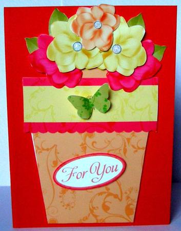 Butterfly Princess 3 - Flowerpot Card by Margaret McCartney