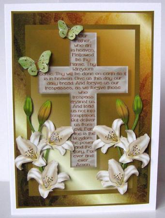 The Lord's Prayer on Cross 2 with Decoupage Card by Margaret McCartney