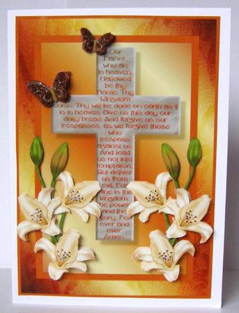 The Lord's Prayer on Cross 3 with Decoupage Card by Margaret McCartney