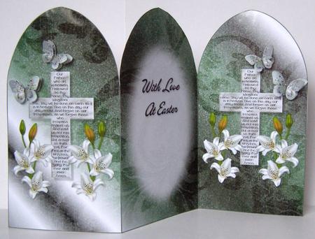 The Lord's Prayer on Cross 1 - Arch Tri Fold Card by Margaret McCartney