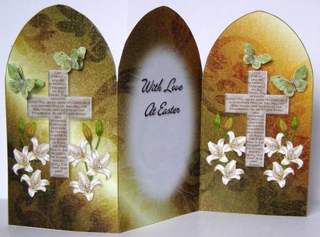 The Lord's Prayer on Cross 2 - Arch Tri Fold Card by Margaret McCartney