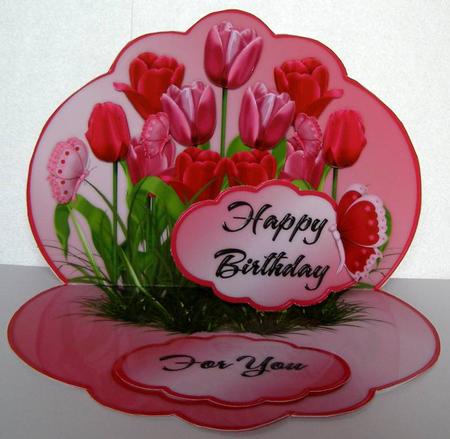 Tulip Field - Pinks - Scalloped Popup Card Kit by Margaret McCartney