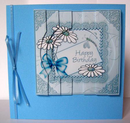 Daisies on Metallic Lace Quick Card Circle Side Stacker by Margaret McCartney