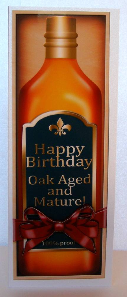 Large Dl Birthday Whisky in a Box Quick Card 3D Decoupage by Margaret McCartney