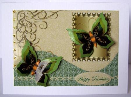 Green Butterflies Various Occasions Card by Margaret McCartney