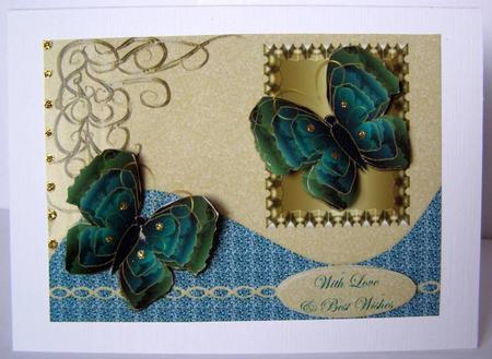 Green-blue Butterflies Various Occasions Card by Margaret McCartney