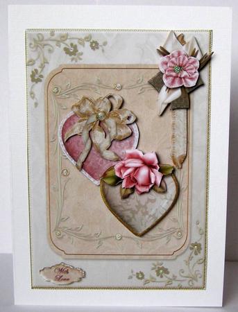 Elegant Hearts in Pearl Frame Card Front by Margaret McCartney