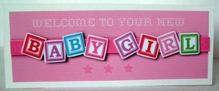 Large Dl New Baby Girl Card by Margaret McCartney