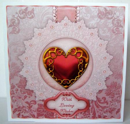 Hearts N Lace Large Square Card Front with Step by Step by Margaret McCartney