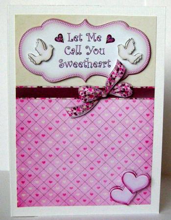 Let Me Call You Sweetheart Decoupage Card - Pale Mauve by Margaret McCartney