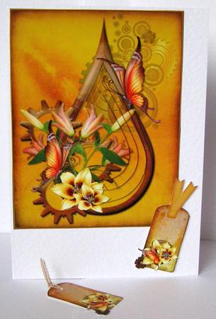 Lilies and Butterflies Steampunk Teardrop Pyramid by Margaret McCartney