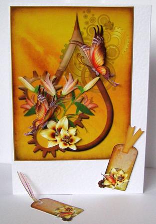 Lilies and Butterflies Steampunk Teardrop Cluster by Margaret McCartney