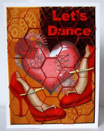 Red Shoes Steampunk Heart Let's Dance Patchoupage by Margaret McCartney