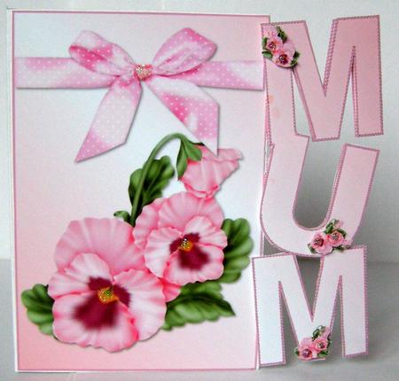 Mum Word Quick Card with Decoupage by Margaret McCartney