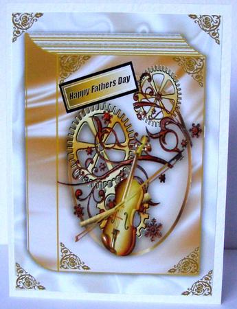 Steampunk Violin Fathers Day Folded Book A4 by Margaret McCartney