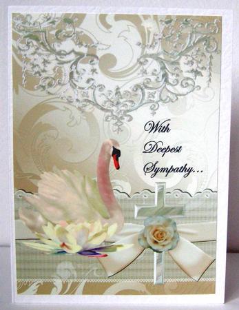 Sympathy Cream Swan and Waterlillies by Margaret McCartney
