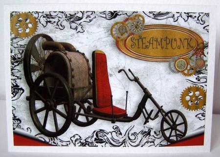 Steampunk Bike in Black Swirl Frame A4 by Margaret McCartney