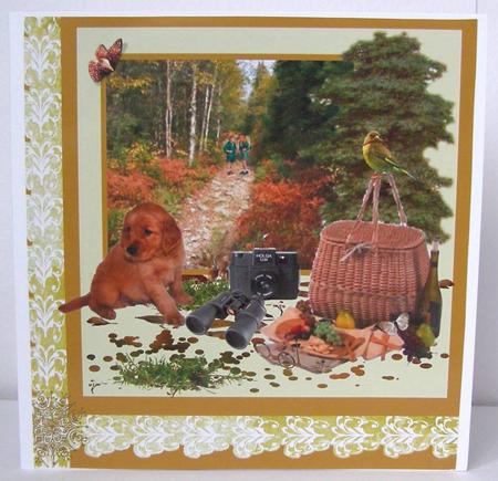 A Picnic in the Woods 8x8 Topper by Margaret McCartney