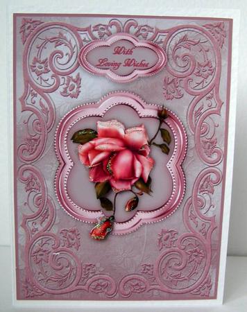 The Blush Rose A4 Card Front by Margaret McCartney