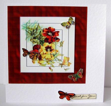 Pansies Squared with Butterflies by Margaret McCartney