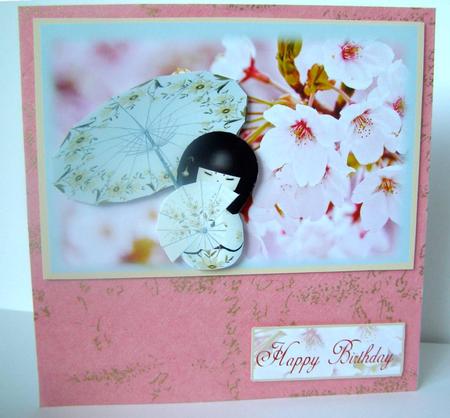 Oriental Blossom Happy Birthday by Margaret McCartney