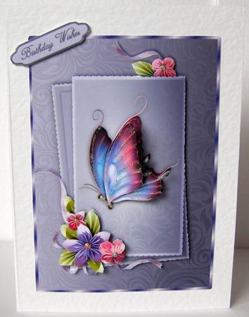 Origami Flowers and Flutterby Card Front with Step by Step by Margaret McCartney
