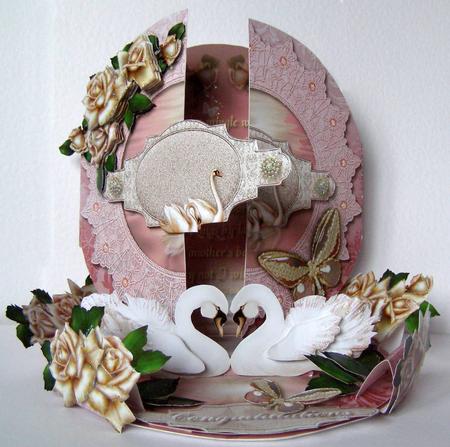 Butterfly & Swan Lake Diorama Xl Easel Card by Margaret McCartney