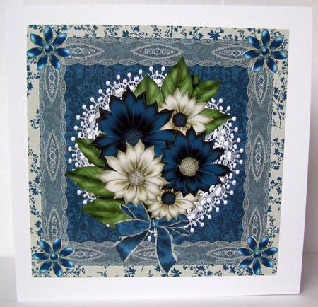 Blue Flowers and Lace 8x8 Topper by Margaret McCartney