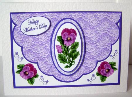 Scalloped Edge Envelope Front - Pansy by Margaret McCartney