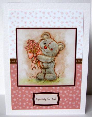 Freddy the Teddy Floral A4 Card Sheet by Margaret McCartney