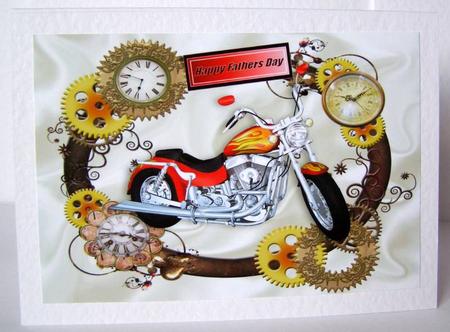 Modern Motorbike with Steam Punk Frame for Fathers Day A4 by Margaret McCartney