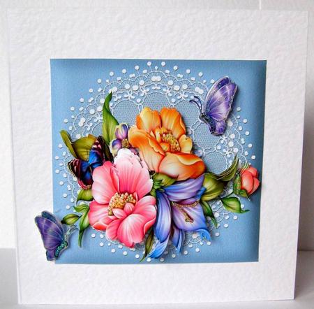 Any Occasion Card with Flowers, Lace and Butterflies 2 by Margaret McCartney