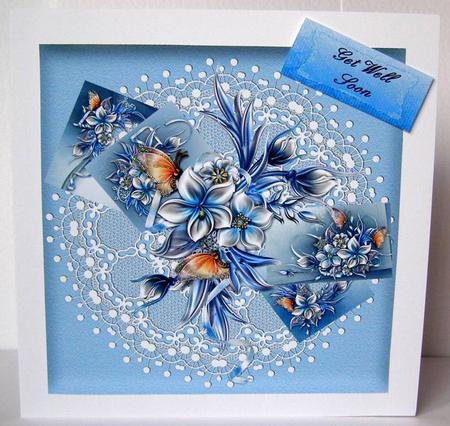 Pretty in Silver and Blue 8x8 Topper by Margaret McCartney