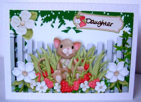 Cute Strawberry Mouse with Flowers A4 by Margaret McCartney