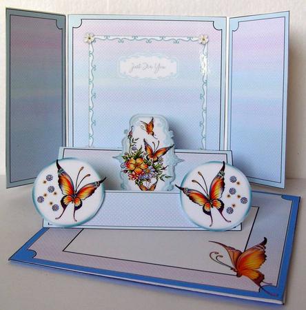 Gatefold Step Card - Butterflies and Flowers by Margaret McCartney