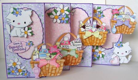 4-fold Card Kit - Kittens & Beauty Baskets by Margaret McCartney