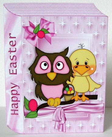 Cute Owl and Easter Chick, with Bow Folded Book by Margaret McCartney