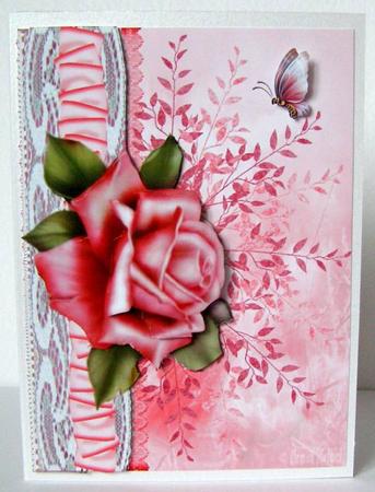 Deep Pink Rose Quick Card by Margaret McCartney
