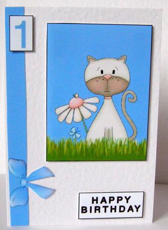 Cat with Flower by Margaret McCartney