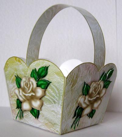 Cream Rose - Treat Basket by Margaret McCartney