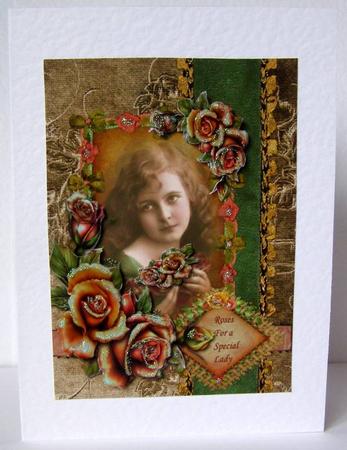 Vintage Girl with Roses by Margaret McCartney