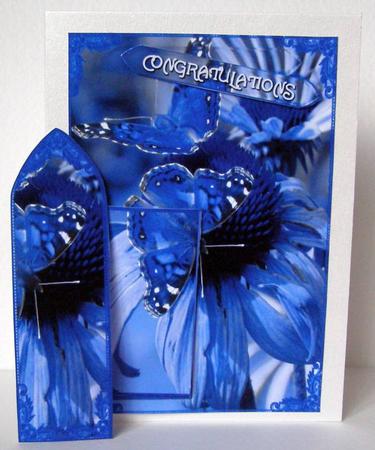 Blue Butterfly with Blue Flower Bookmark Card by Margaret McCartney