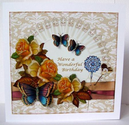 Antique Roses and Butterflies by Margaret McCartney
