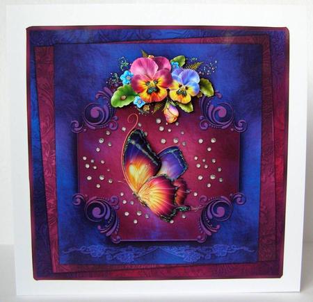 Pansy Perfection Square Card Front with Step by Step by Margaret McCartney