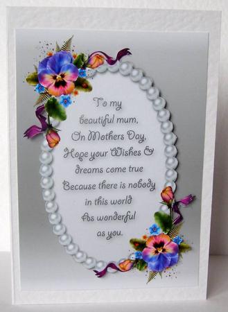 Mothers Day Pansies Card Front by Margaret McCartney