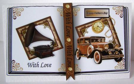 With Love Fathers Day, Nostalgia Vintage Car Open Book A4 by Margaret McCartney