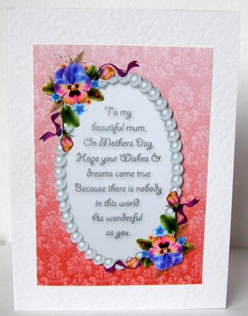 Mothers Day Pansies Card Front by Margaret McCartney