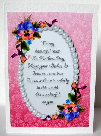 Mothers Day Pansies Card Front by Margaret McCartney