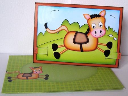 3D Gi Gi the Horse Animated Moveable Decoupage Card Kit by Margaret McCartney