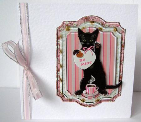 Be Mine Kitty Card Front by Margaret McCartney